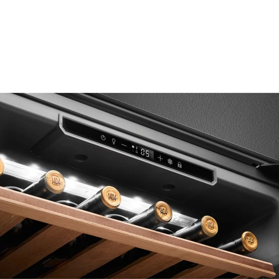 SMEG 45 cm-es beépíthető borhűtő 21 palack kapacitással - Linea design, fekete üveg - érintőkijelző