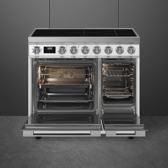 SMEG SZABADONÁLLÓ TŰZHELY, Portofino design, 90 cm, 2 sütőtér, indukciós főzőlap, fehér