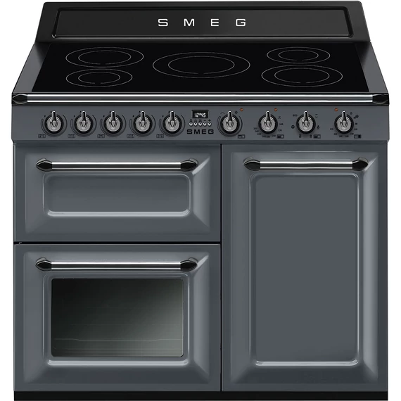 SMEG SZABADONÁLLÓ TŰZHELY, Victoria design, 100 cm, 3 sütőtér, indukciós főzőlap, palaszürke