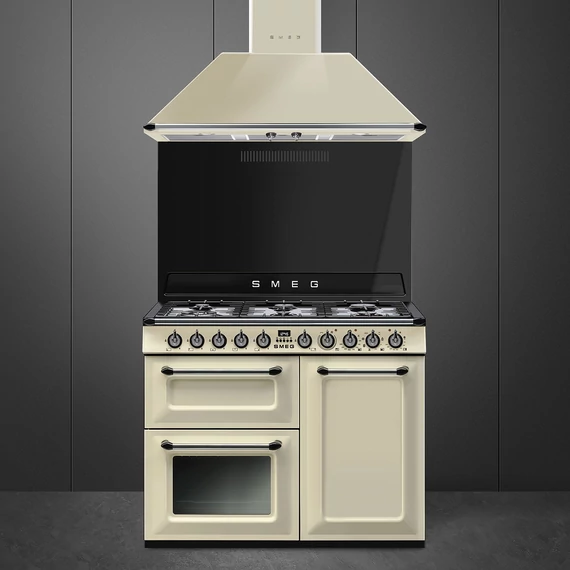 SMEG SZABADONÁLLÓ TŰZHELY, Victoria design, 100 cm, 3 sütőtér, 8 funkció, gáz főzőlap, bézs