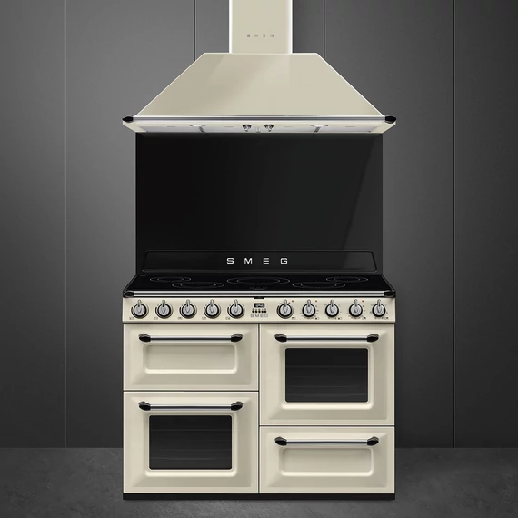 SMEG SZABADONÁLLÓ TŰZHELY, Victoria design, 110 cm, 3 sütőtér, indukciós főzőlap, bézs