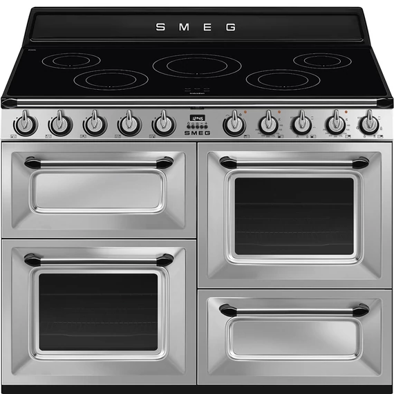 SMEG SZABADONÁLLÓ TŰZHELY, Victoria design, 110 cm, 3 sütőtér, indukciós főzőlap, inox