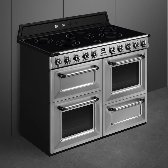 SMEG SZABADONÁLLÓ TŰZHELY, Victoria design, 110 cm, 3 sütőtér, indukciós főzőlap, inox