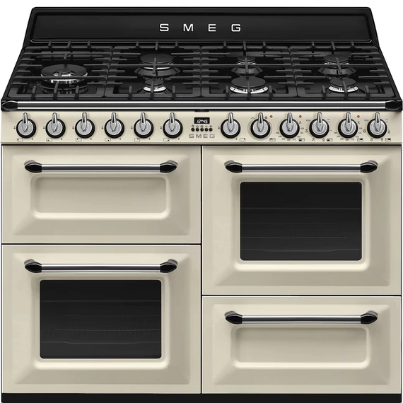 SMEG SZABADONÁLLÓ TŰZHELY, Victoria design, 110 cm, 3 sütőtér, 5 funkció, gáz főzőlap, bézs