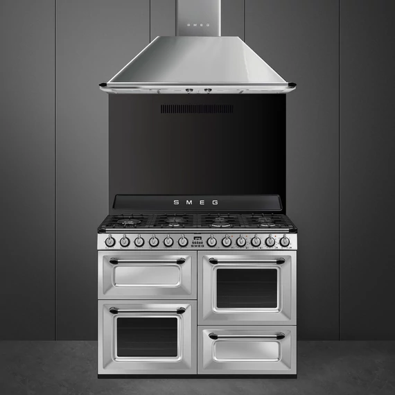 SMEG SZABADONÁLLÓ TŰZHELY, Victoria design, 110 cm, 3 sütőtér, 5 funkció, gáz főzőlap, rozsdamentes acél