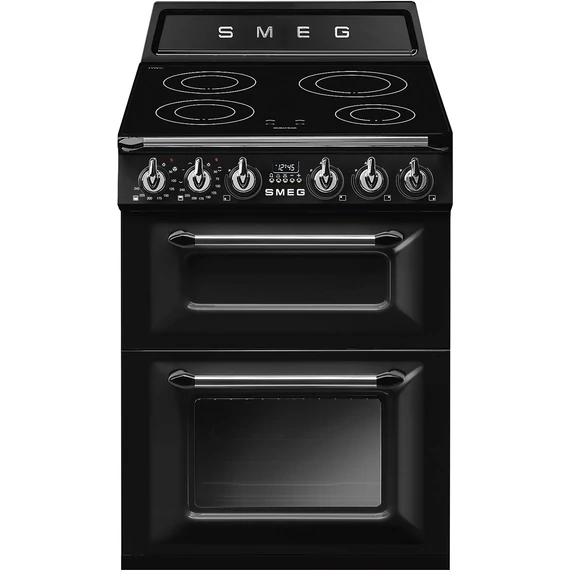 SMEG SZABADONÁLLÓ TŰZHELY, Victoria design, 60 cm, 2 sütőtér, indukciós főzőlap, fekete