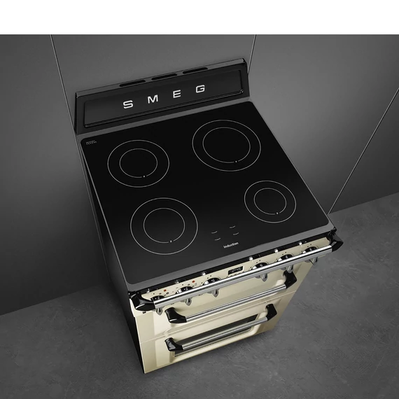 SMEG SZABADONÁLLÓ TŰZHELY, Victoria design, 60 cm, 2 sütőtér, indukciós főzőlap, bézs