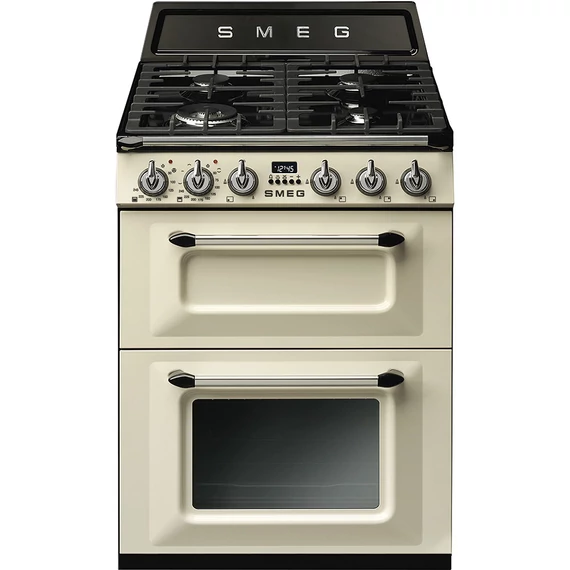 SMEG SZABADONÁLLÓ TŰZHELY, Victoria design, 60 cm, 2 sütőtér, 4 funkció, gáz főzőlap, bézs