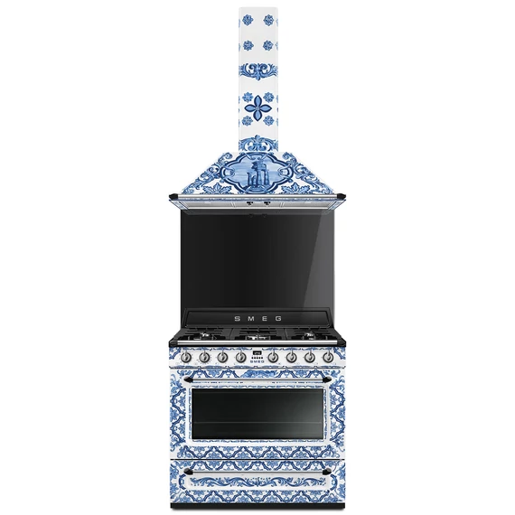 SMEG SZABADONÁLLÓ TŰZHELY, Victoria design, 90 cm, 1 sütőtér, 9 funkció, gáz főzőlap, Blu Mediterraneo kollekció