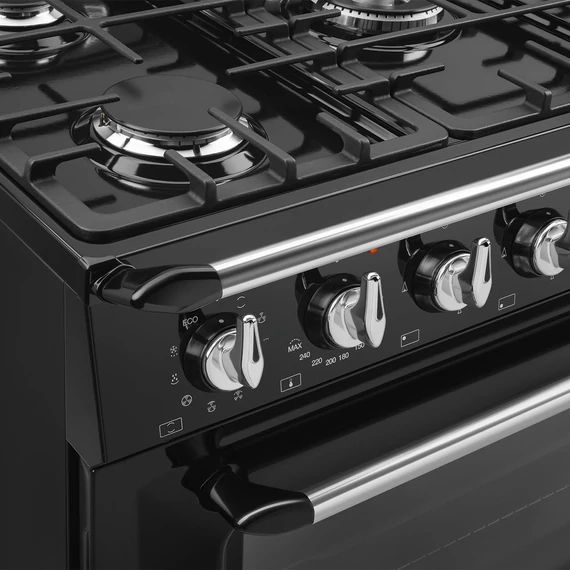 SMEG SZABADONÁLLÓ TŰZHELY, Victoria design, 90 cm, 1 sütőtér, gáz főzőlap, fekete