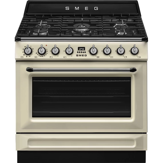 SMEG SZABADONÁLLÓ TŰZHELY, Victoria design, 90 cm, 1 sütőtér, gáz főzőlap, bézs