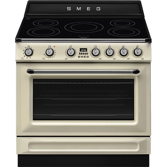 SMEG SZABADONÁLLÓ TŰZHELY, Victoria design, 90 cm, 1 sütőtér, indukciós főzőlap, bézs