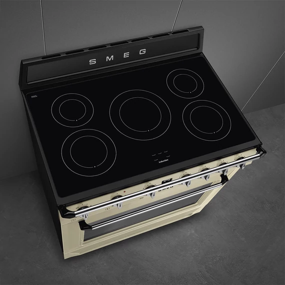 SMEG SZABADONÁLLÓ TŰZHELY, Victoria design, 90 cm, 1 sütőtér, indukciós főzőlap, bézs