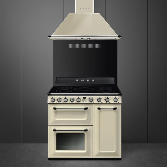 SMEG SZABADONÁLLÓ TŰZHELY, Victoria design, 90 cm, 3 sütőtér, indukciós főzőlap, bézs