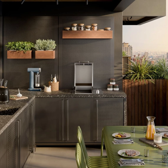 SMEG CompactGrill kültéri beépíthető elektromos grill, 60cm -  Universale design, rozsdamentes acél - beépítve
