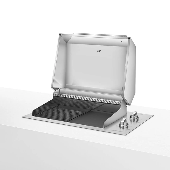 SMEG PowerGrill  kültéri beépíthető elektromos grill, 90 cm -  Universale design, rozsdamentes acél - nyitva, jobbról