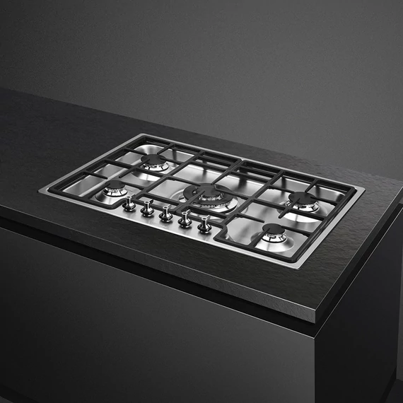 SMEG GÁZ FŐZŐLAP, Classic/Linea  ,72cm,munkalapszintű,4 normál+3,9 kW-os WOK égő,szálcsisz.rm.acél