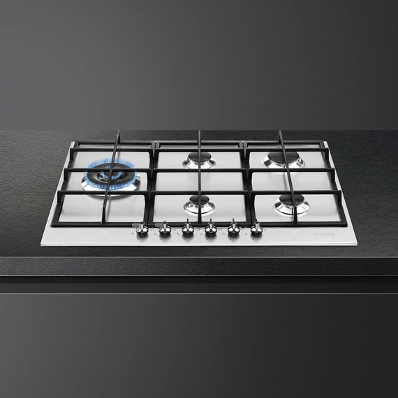 SMEG GÁZ FŐZŐLAP,Classic ,72,5 cm,4 normál + 1 4,2 kW-os WOK gázégő,,szálcsiszolt rozsdamentes acél