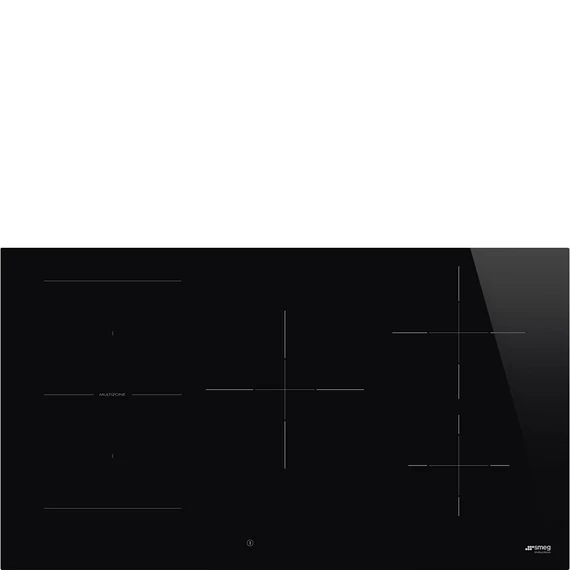 SMEG INDUKCIÓS FŐZŐLAP, Universal design, 90 cm, 5 főzőzóna, 1 MultiZone híd zóna, fekete üveg