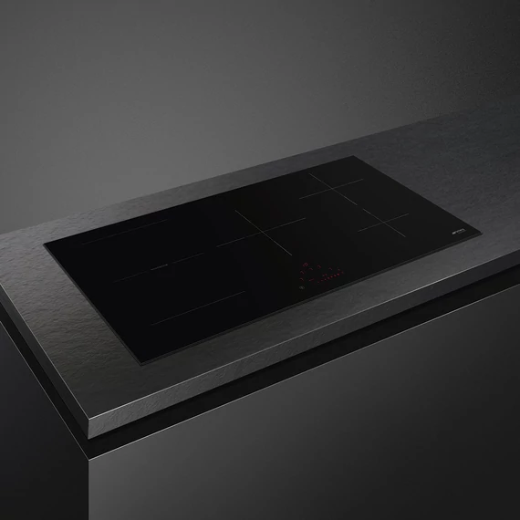 SMEG INDUKCIÓS FŐZŐLAP, Universal design, 90 cm, 5 főzőzóna, 1 MultiZone híd zóna, fekete üveg