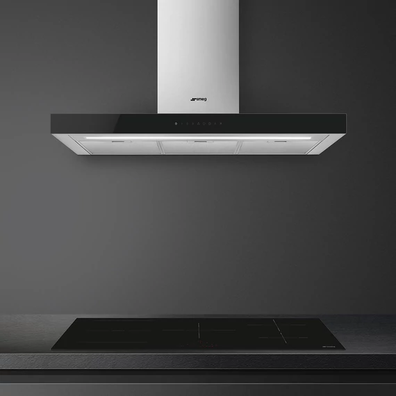 SMEG INDUKCIÓS FŐZŐLAP, Universal design, 90 cm, 5 főzőzóna, 1 MultiZone híd zóna, fekete üveg