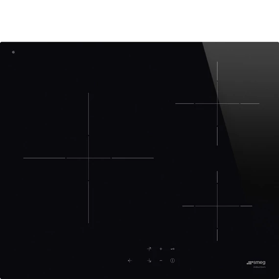 SMEG INDUKCIÓS FŐZŐLAP, Universal design, 60 cm, 3 főzőzóna, nagy zóna a bal oldalon, egyenes él, fekete üveg