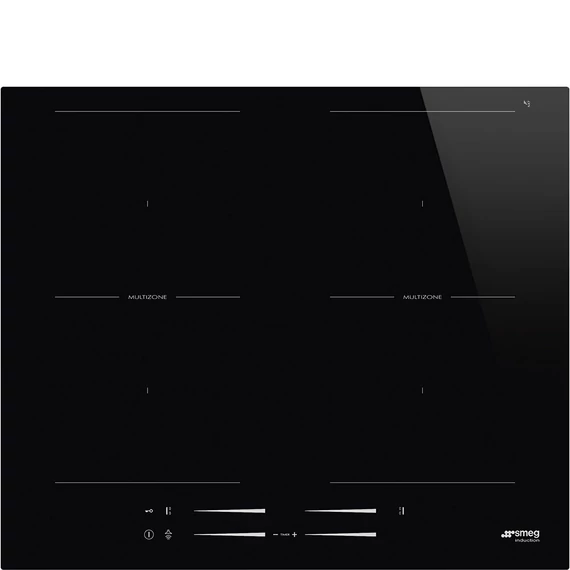 SMEG INDUKCIÓS FŐZŐLAP, Universal design, 60 cm, 4 főzőzóna, 2 MultiZone híd zóna, egyenes él, fekete üveg