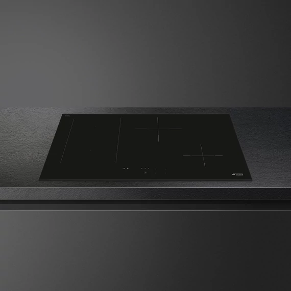SMEG INDUKCIÓS FŐZŐLAP, Universal design, 80 cm, 4 főzőzóna, 2 MultiZone híd zóna, fekete üveg