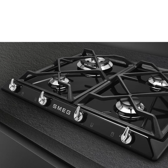 SMEG GÁZ FŐZŐLAP, Victoria design, 60 cm, 4 gázégő, fekete