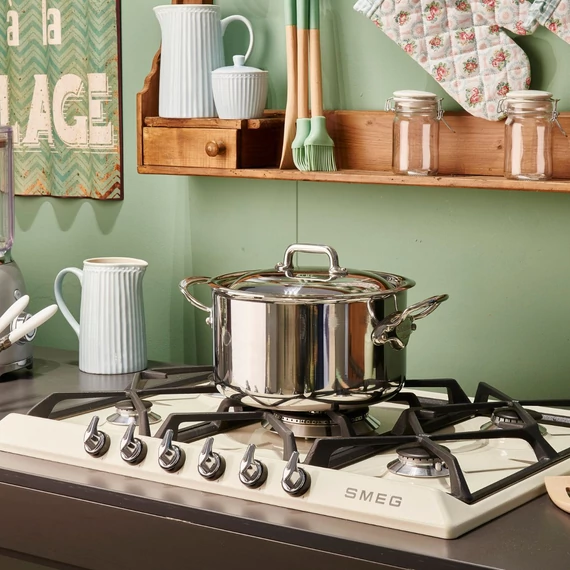 SMEG GÁZ FŐZŐLAP, Victoria design, 70 cm, 5 gázégő, bézs