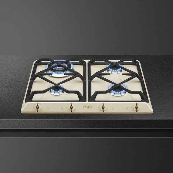 SMEG GÁZ FŐZŐLAP, Colonial design, 60 cm, 4 gázégő, bézs