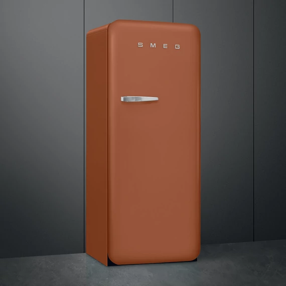 SMEG FAB28 Egyajtós hűtőszekrény, felül fagyasztórekesszel, jobbos - 50-es évek retro design, matt borostyán