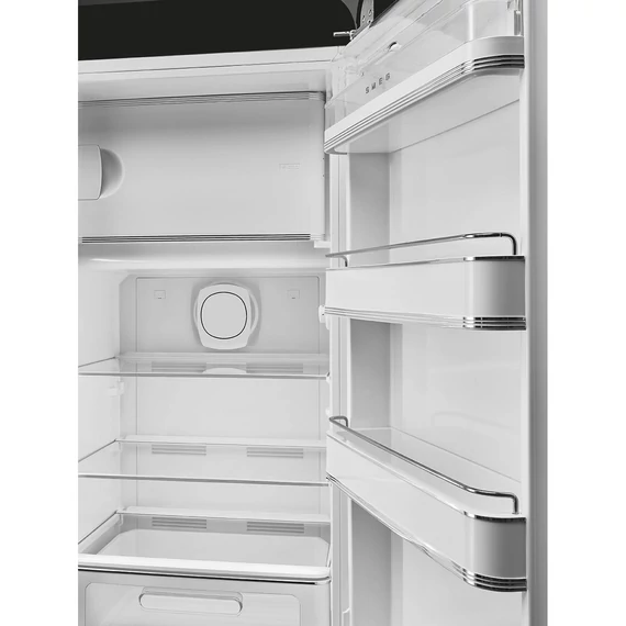 SMEG FAB28 Egyajtós hűtőszekrény, felül fagyasztórekesszel, jobbos - 50-es évek retro design, fekete - ajtópolcok