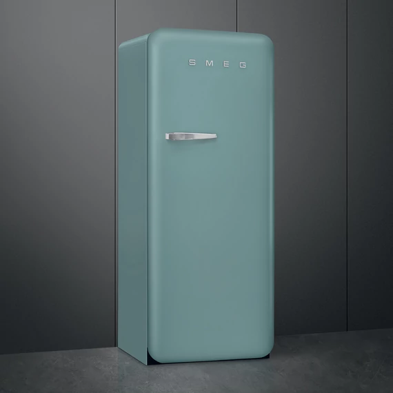 SMEG FAB28 Egyajtós hűtőszekrény, felül fagyasztórekesszel, jobbos - 50-es évek retro design, matt smaragdzöld