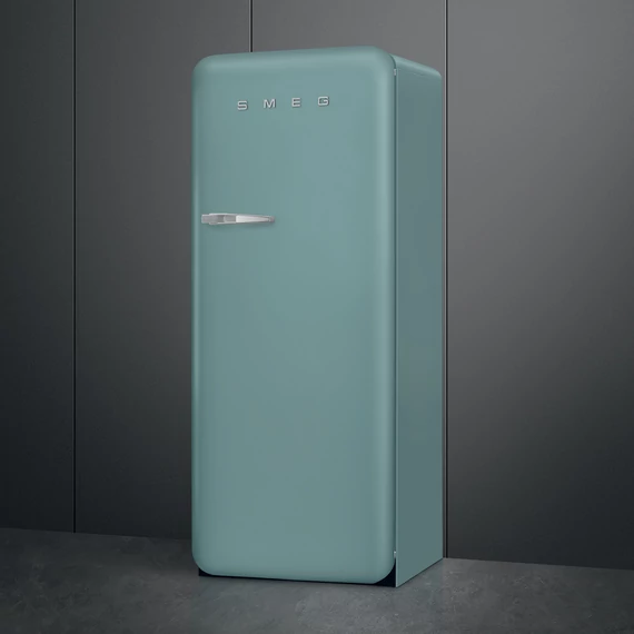 SMEG FAB28 Egyajtós hűtőszekrény, felül fagyasztórekesszel, jobbos - 50-es évek retro design, matt smaragdzöld