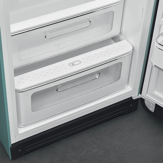 SMEG FAB28 Egyajtós hűtőszekrény, felül fagyasztórekesszel, jobbos - 50-es évek retro design, matt smaragdzöld