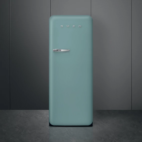 SMEG FAB28 Egyajtós hűtőszekrény, felül fagyasztórekesszel, jobbos - 50-es évek retro design, matt smaragdzöld
