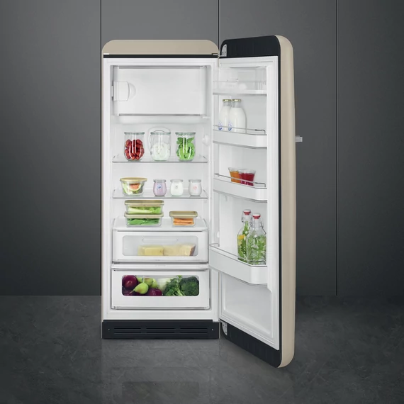 SMEG FAB28 Egyajtós hűtőszekrény, felül fagyasztórekesszel, jobbos - 50-es évek retro design, matt moonlight