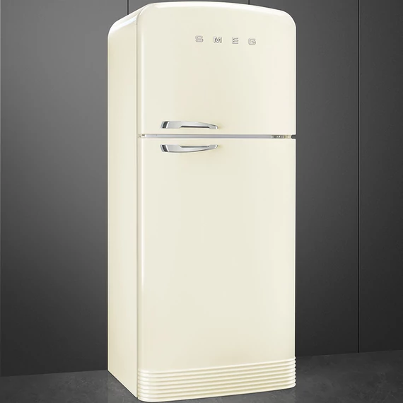 SMEG FAB50 Kétajtós felülfagyasztós kombinált hűtőszekrény, jobbos - 50-es évek retro design, bézs - oldalról