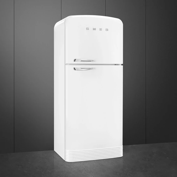 SMEG FAB50 Kétajtós felülfagyasztós kombinált hűtőszekrény, jobbos - 50-es évek retro design, fehér - oldalról