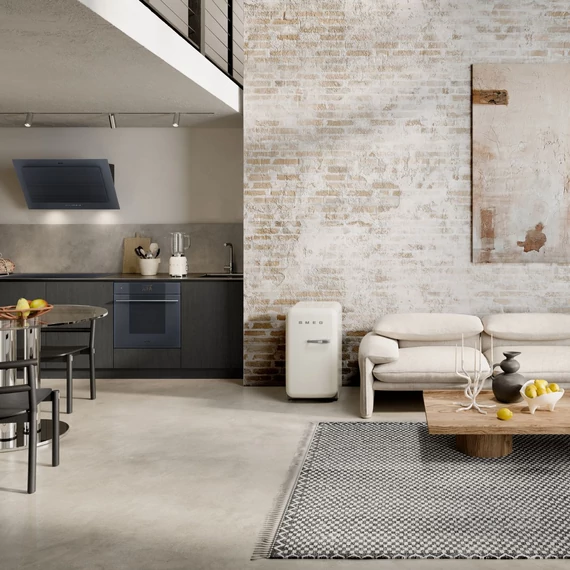 SMEG FAB5 Minibár hűtő, jobbos - 50-es évek retro design, bézs