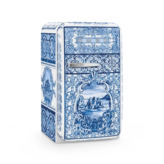 SMEG FAB5 Minibár hűtő, jobbos - 50-es évek retro design, D&G Blu Mediterraneo kollekció