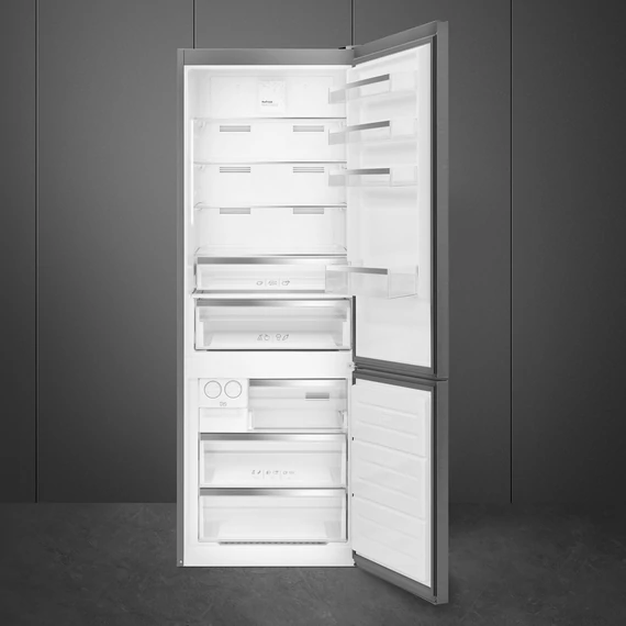 SMEG SZABADONÁLLÓ HŰTŐ ÉS FAGYASZTÓ, 70,5x202 cm, külső kijelző, megfordítható ajtó, inox
