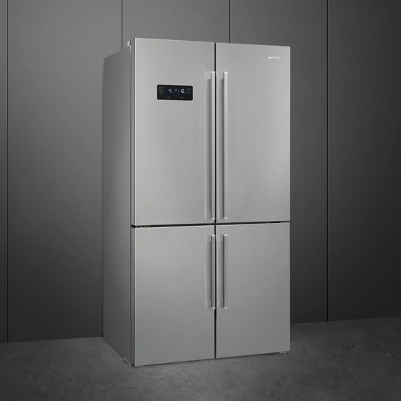 SMEG SZABANONÁLLÓ HŰTŐ ÉS FAGYASZTÓ, 90,8x182 cm, E energiaosztály, külső LED kijelző, francia ajtó, inox
