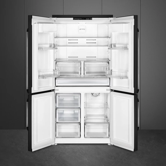 SMEG SZABADONÁLLÓ HŰTŐ ÉS FAGYASZTÓ, Victoria design, 91,5x187 cm, francia ajtó, fekete