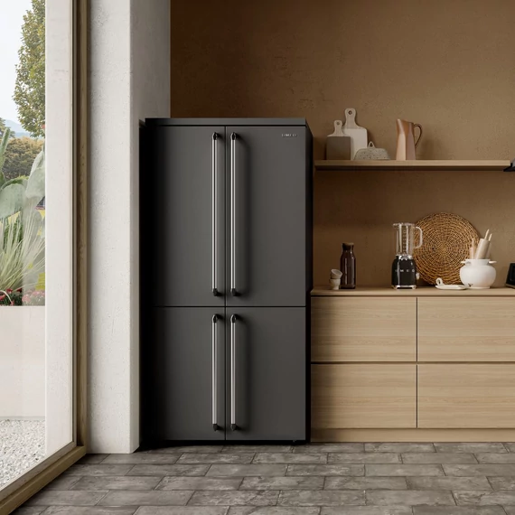 SMEG SZABADONÁLLÓ HŰTŐ ÉS FAGYASZTÓ, Victoria design, 91,5x187 cm, francia ajtó, fekete