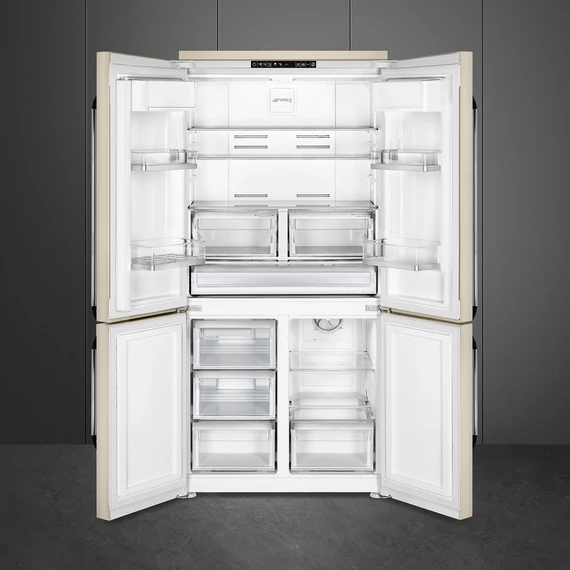 SMEG SZABADONÁLLÓ HŰTŐ ÉS FAGYASZTÓ, Victoria design, 91,5x187 cm, francia ajtó, bézs
