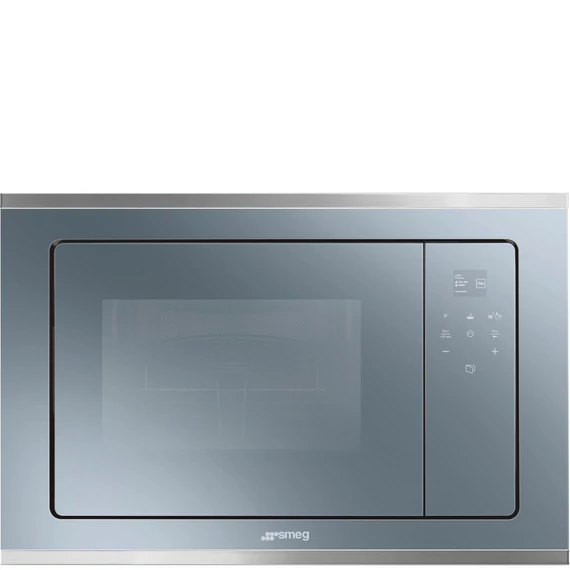 SMEG MIKROHULLÁMÚ SÜTŐ,Selezione,beépíthető,20 liter,5 funkció,TFT kij,full touch,forgótányér,ezüst üveg