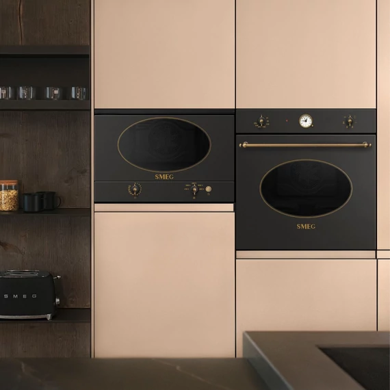 SMEG MIKROHULLÁMÚ SÜTŐ, Colonial design, beépíthető, 22 liter, antracit