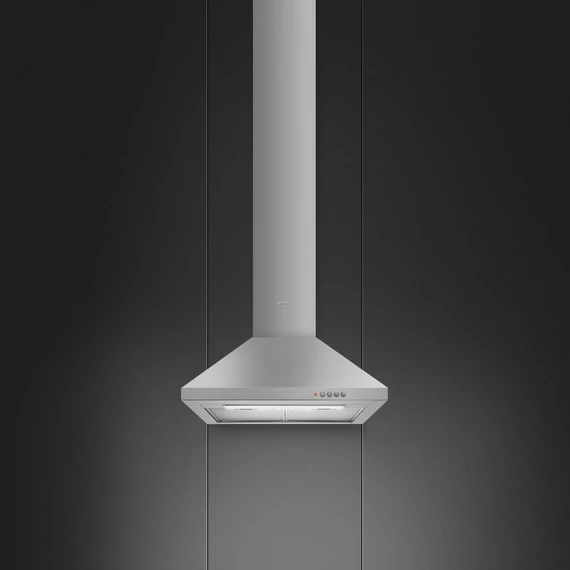 SMEG UNIVERSALE design kürtős fali páraelszívó, 60 cm, inox, 3+1 sebesség, szénszűrővel